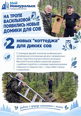 Два новых жилых «коттеджа» для диких сов появились на тропе Васильховой. в городе Новоуральск